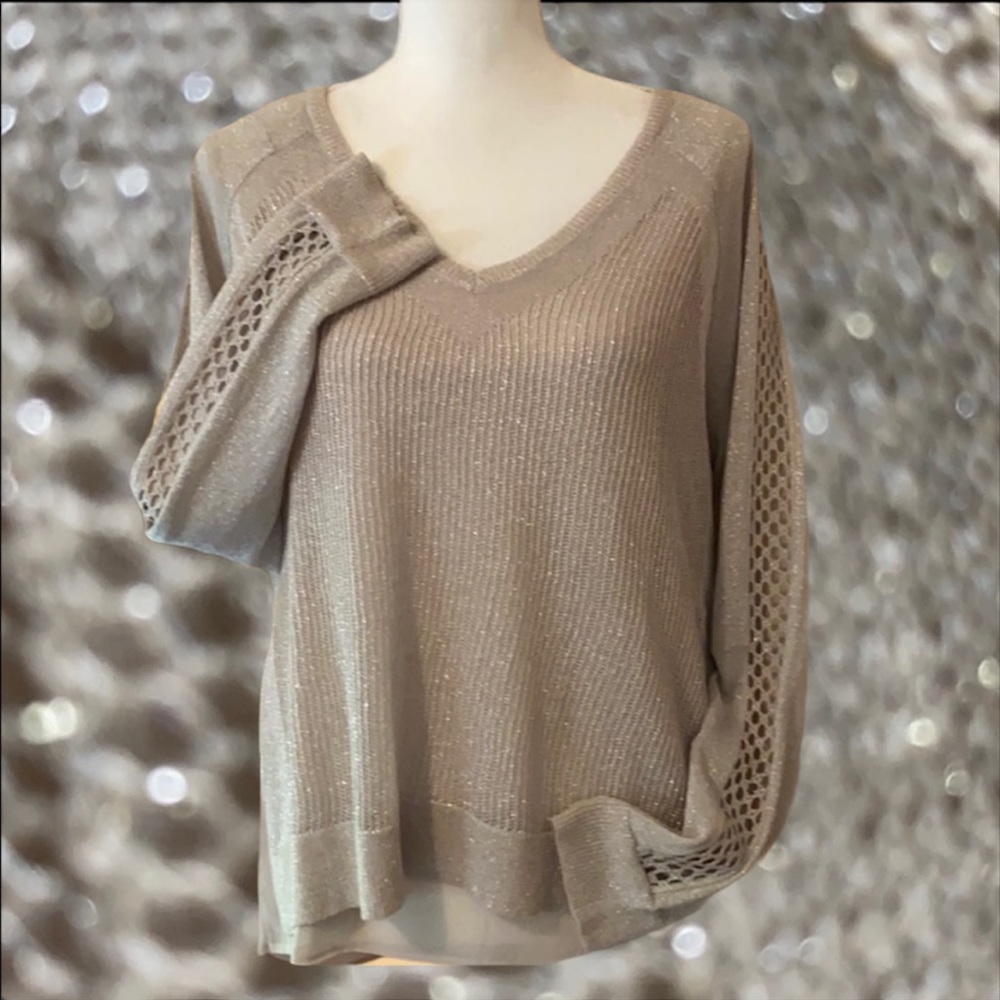 Lucky Brand Shimmering Knit V-Neck Sweater